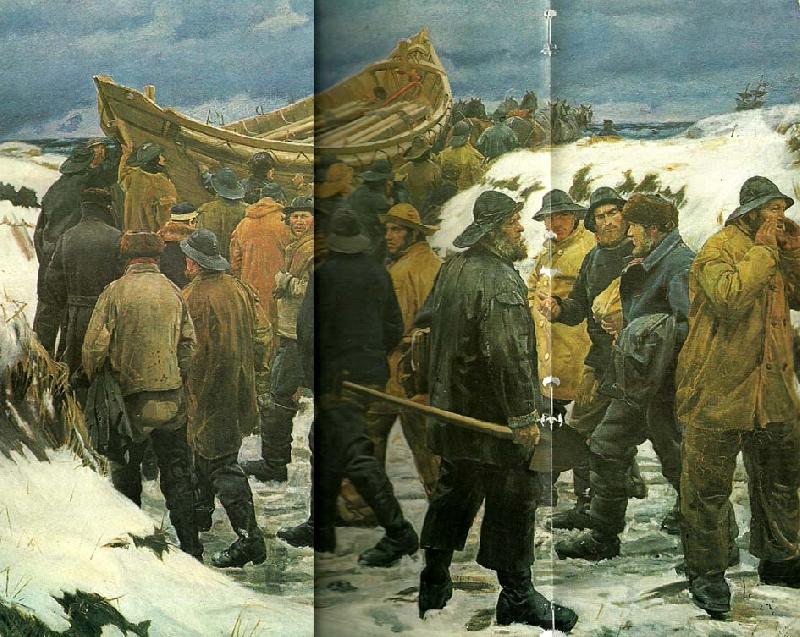 Michael Ancher redningsbaden fores gennem klitterne china oil painting image